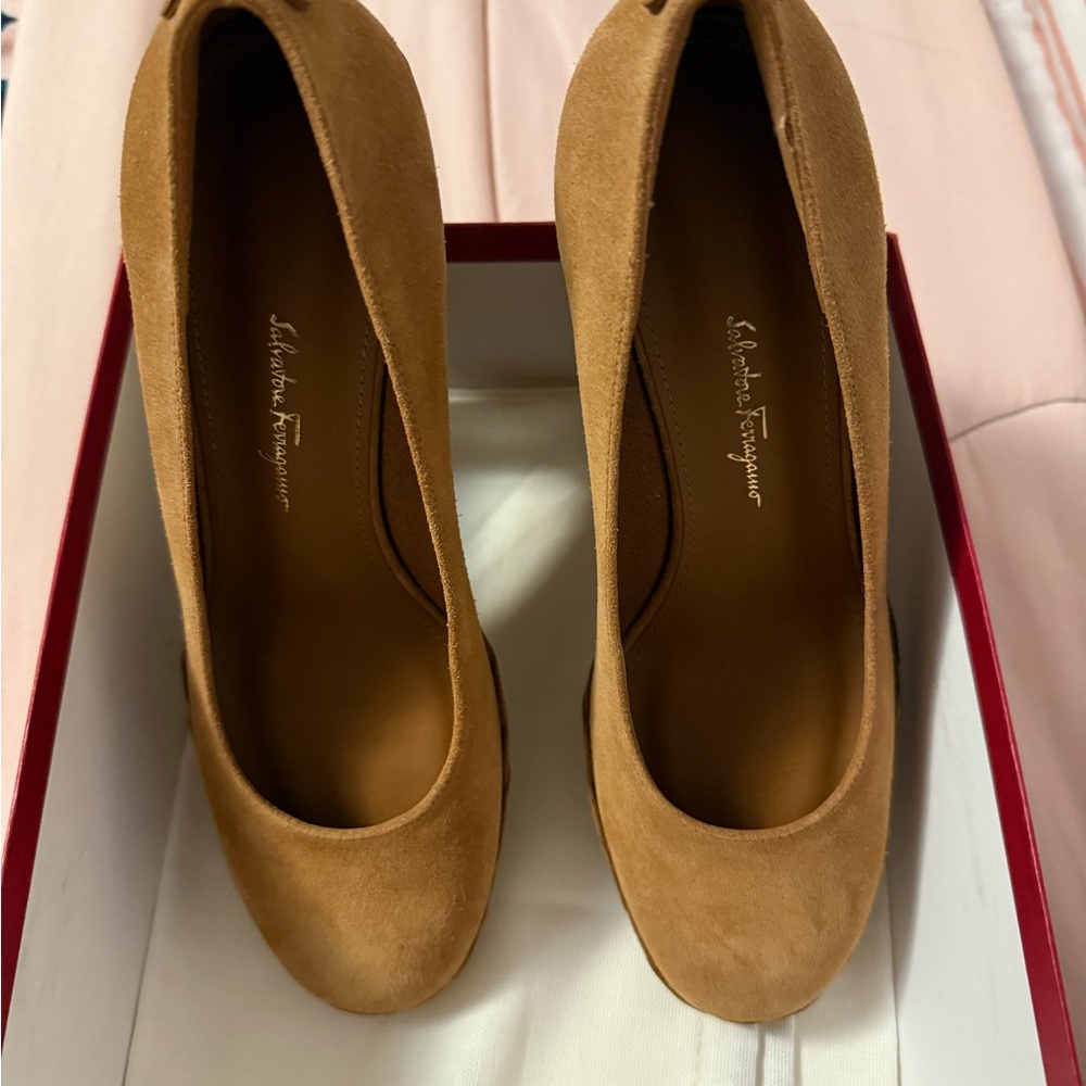 Salvatore Ferragamo Brown Suede Wedge New Size 8 Women